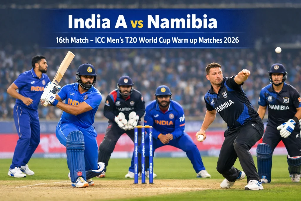 India A vs Namibia, 16th Match – ICC Men’s T20 World Cup Warm-up Matches 2026 | Commentary