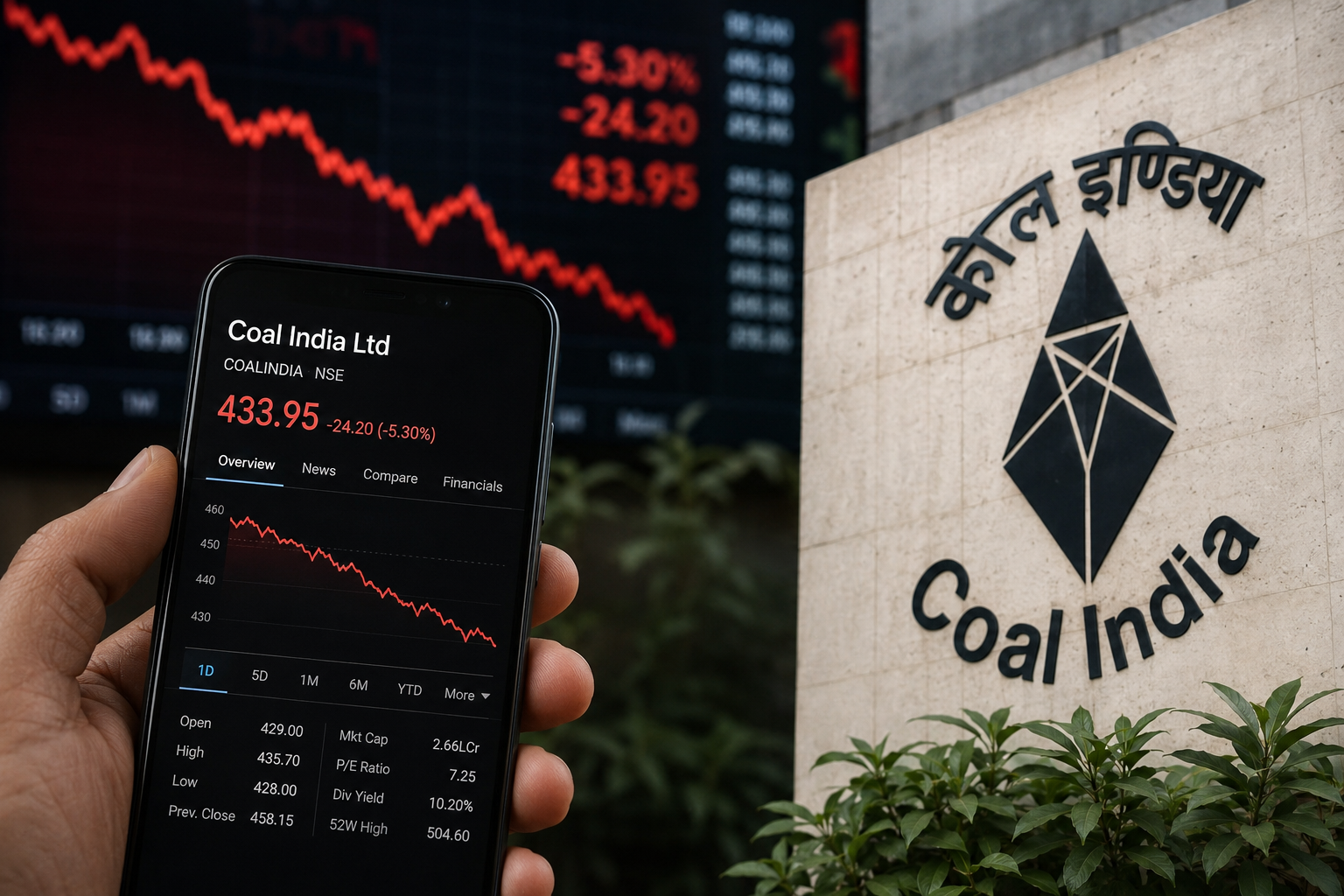 The Coal India share price tumbled over 5% on Wednesday