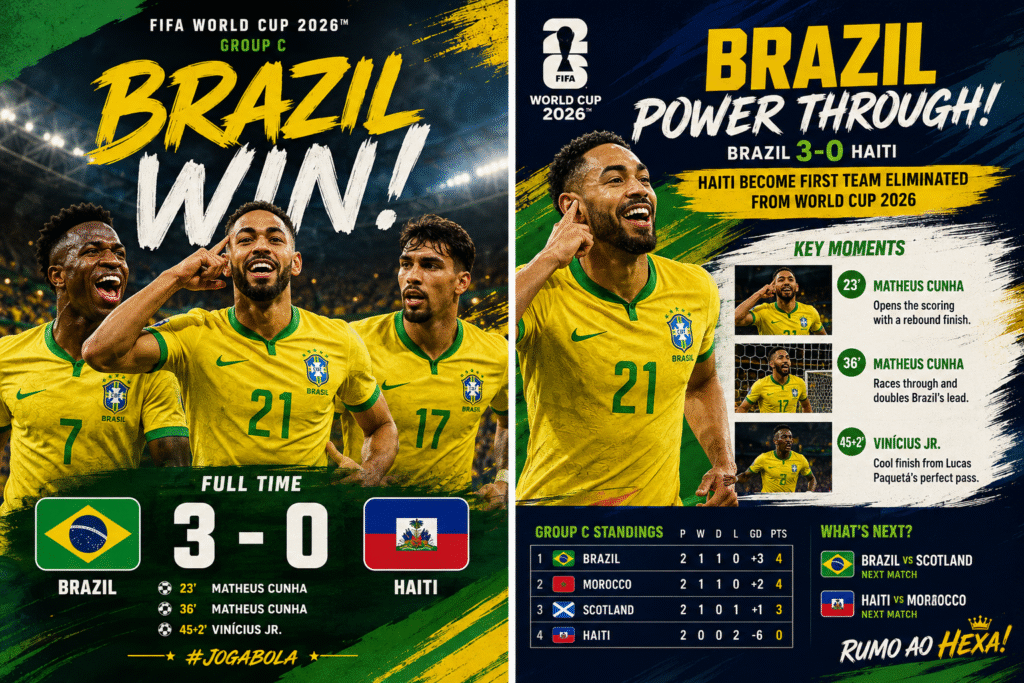 Brazil vs Haiti: Brazil Cruise to 3-0 Victory, Haiti Become First Team Eliminated from FIFA World Cup 2026